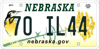 NE license plate 70IL44