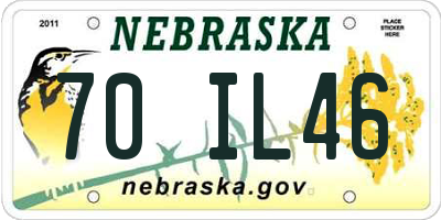 NE license plate 70IL46