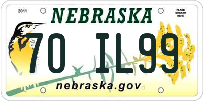 NE license plate 70IL99