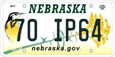 NE license plate 70IP64