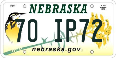NE license plate 70IP72