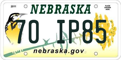NE license plate 70IP85