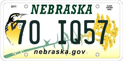 NE license plate 70IQ57