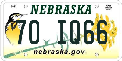 NE license plate 70IQ66