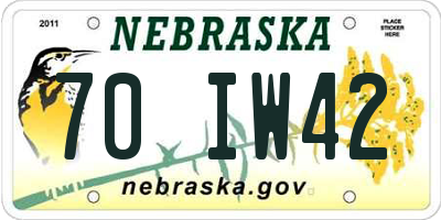 NE license plate 70IW42
