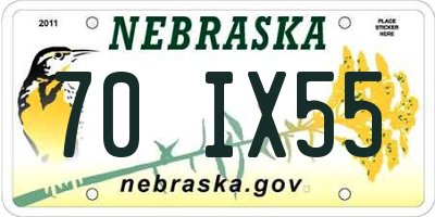 NE license plate 70IX55