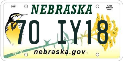 NE license plate 70IY18