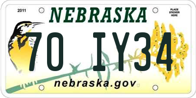 NE license plate 70IY34