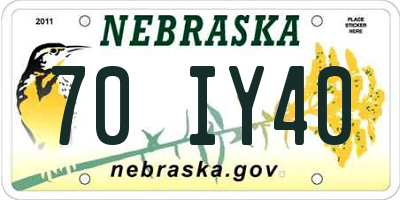 NE license plate 70IY40