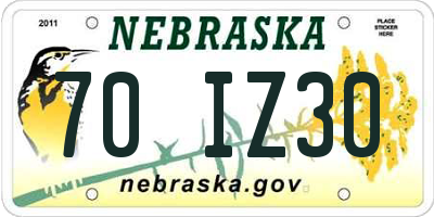 NE license plate 70IZ30