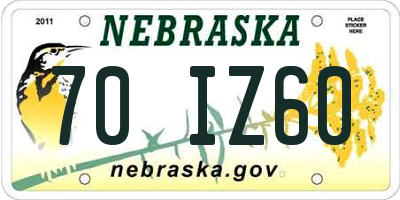 NE license plate 70IZ60