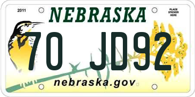 NE license plate 70JD92