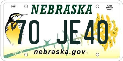 NE license plate 70JE40