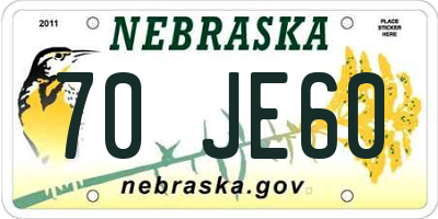 NE license plate 70JE60