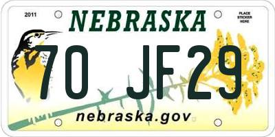 NE license plate 70JF29
