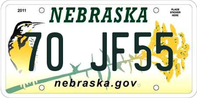 NE license plate 70JF55