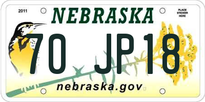 NE license plate 70JP18