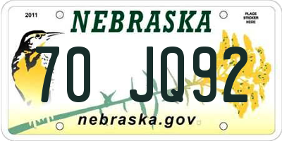 NE license plate 70JQ92