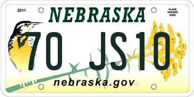 NE license plate 70JS10