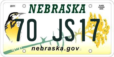 NE license plate 70JS17