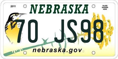 NE license plate 70JS98