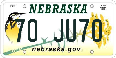 NE license plate 70JU70