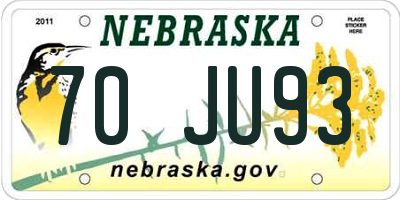 NE license plate 70JU93