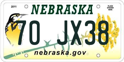 NE license plate 70JX38