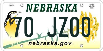NE license plate 70JZ00