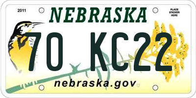 NE license plate 70KC22