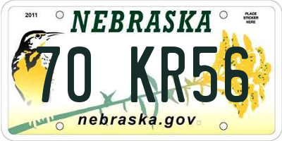 NE license plate 70KR56