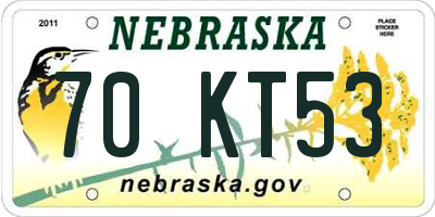 NE license plate 70KT53