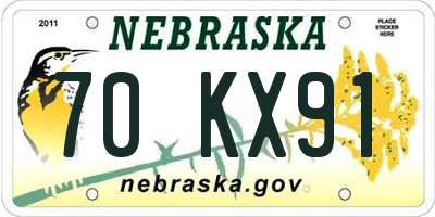 NE license plate 70KX91