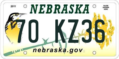 NE license plate 70KZ36