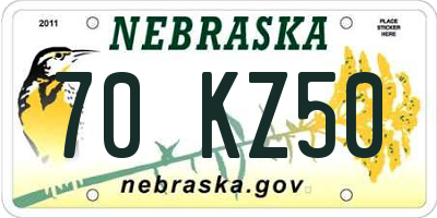 NE license plate 70KZ50