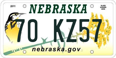 NE license plate 70KZ57