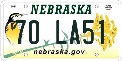 NE license plate 70LA51