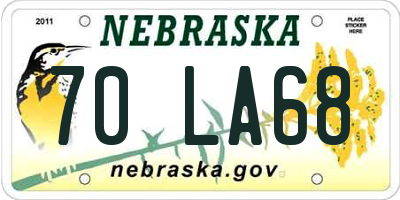 NE license plate 70LA68