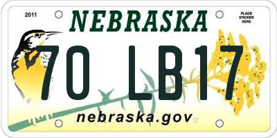 NE license plate 70LB17