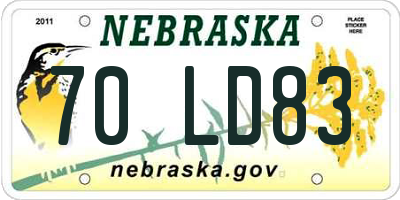 NE license plate 70LD83