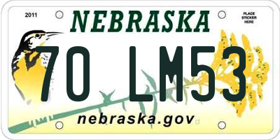 NE license plate 70LM53
