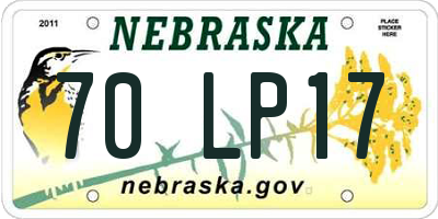NE license plate 70LP17