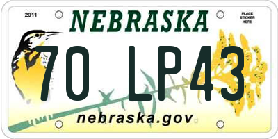 NE license plate 70LP43