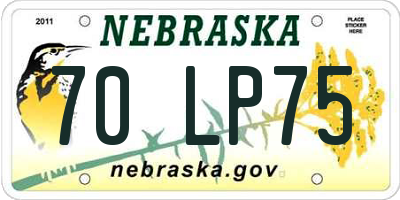 NE license plate 70LP75