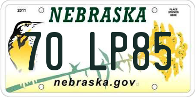 NE license plate 70LP85