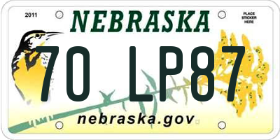 NE license plate 70LP87