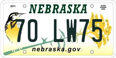 NE license plate 70LW75