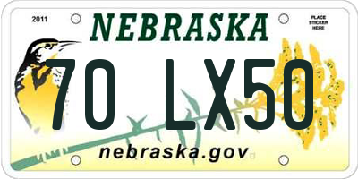 NE license plate 70LX50