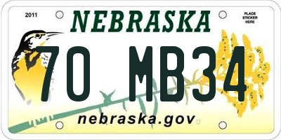 NE license plate 70MB34
