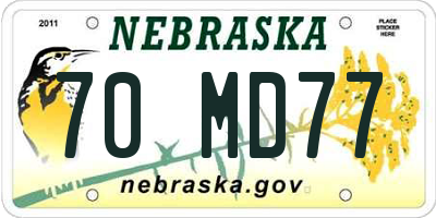 NE license plate 70MD77